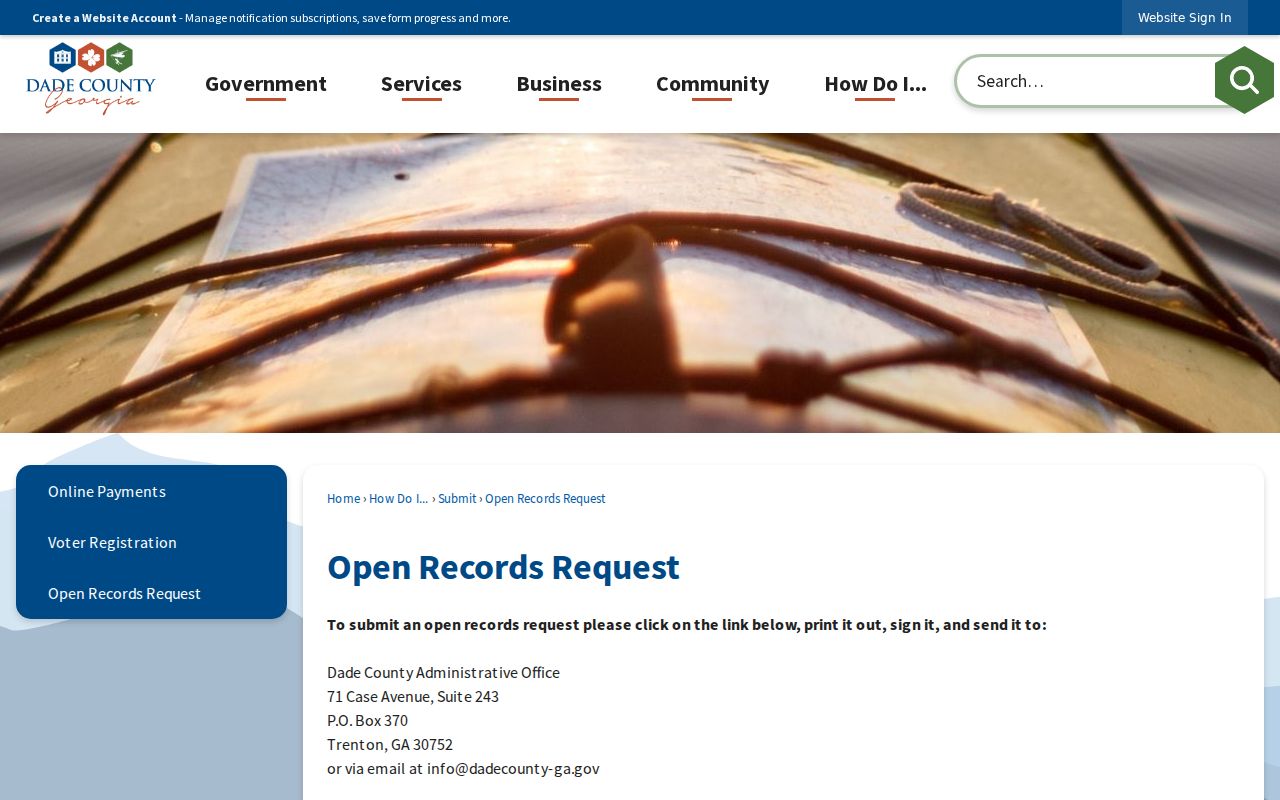 Dade County open records request instructions for arrest record access