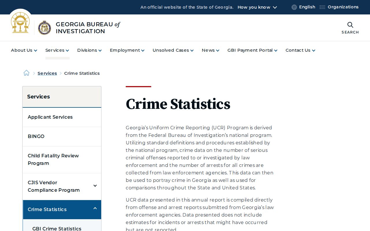 Georgia crime statistics resource used for Dade County arrest context