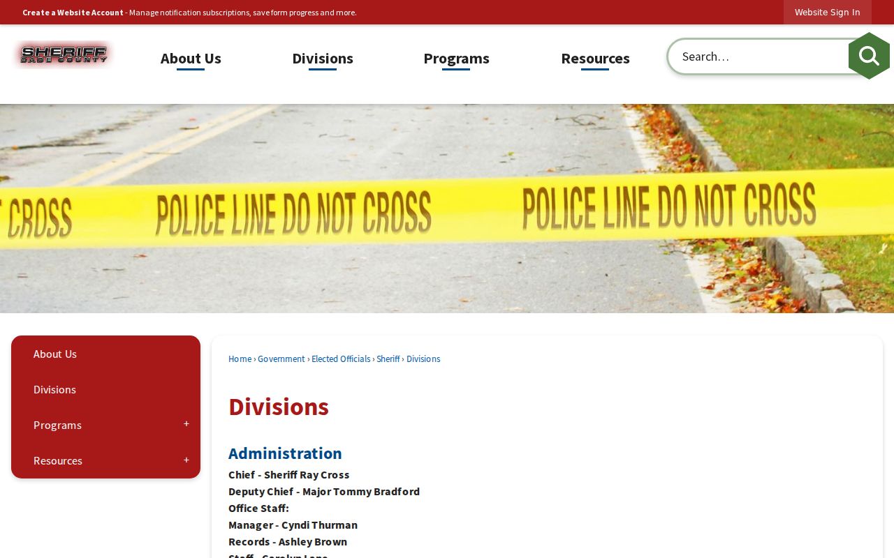 Dade County Sheriff divisions information for arrest and jail records