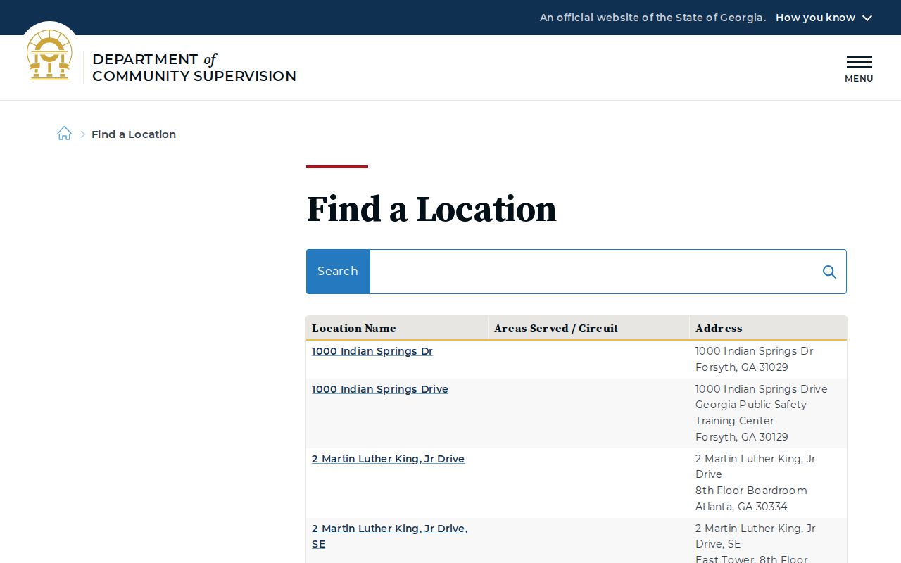 Georgia Department of Community Supervision office locator