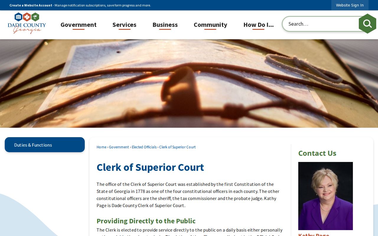 Dade County Superior Court Clerk records page