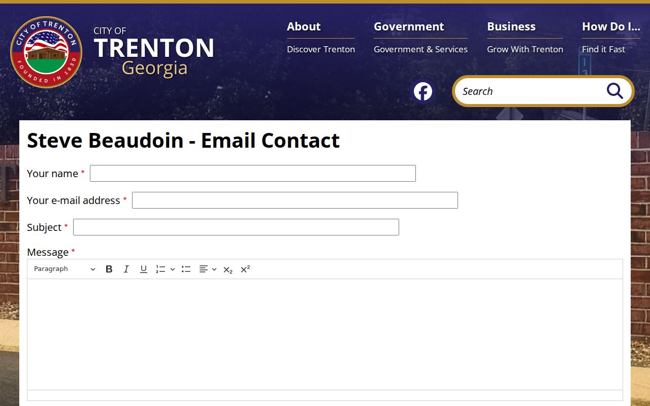 Trenton criminal records request through the police chief contact form